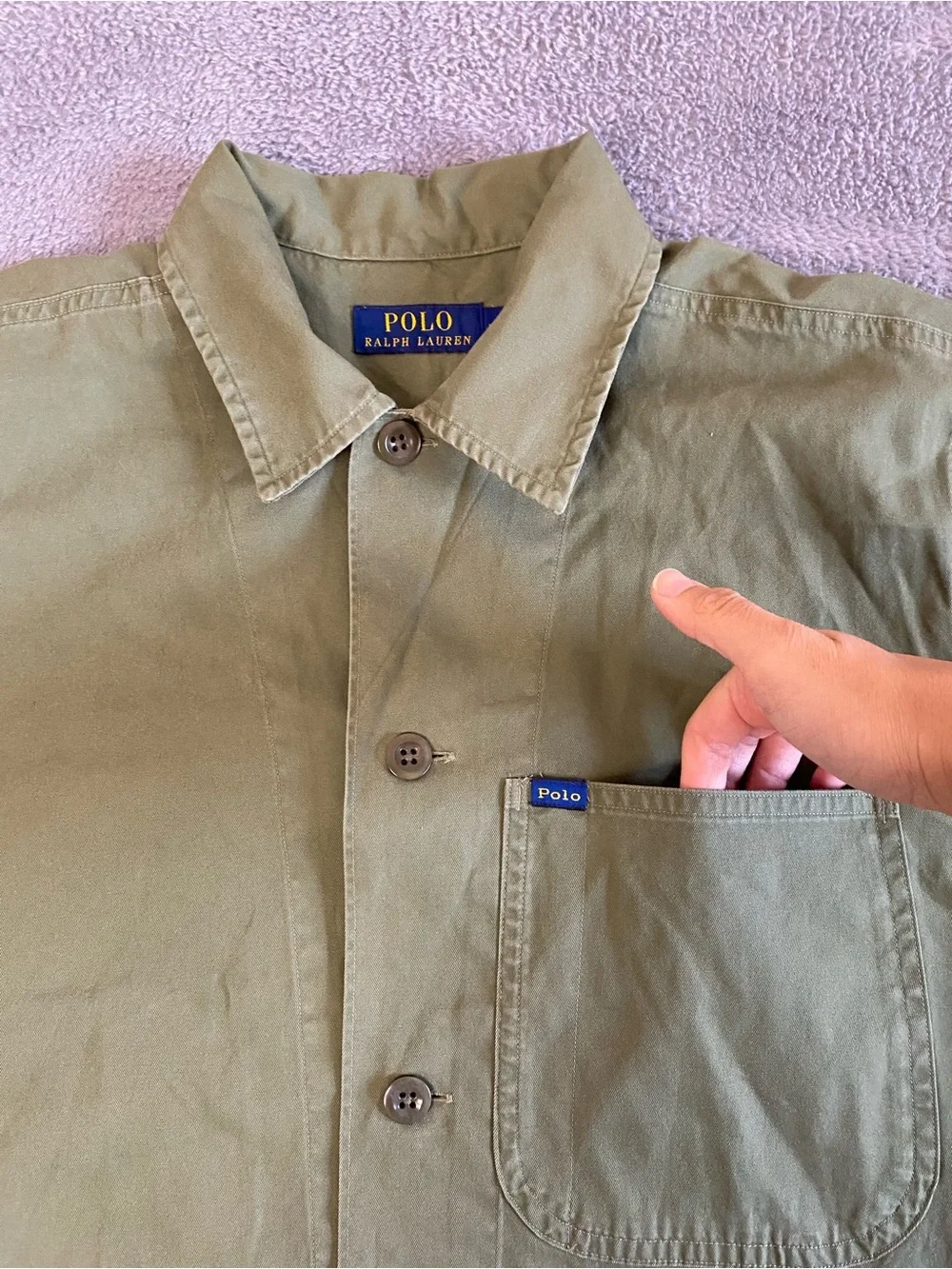 Polo Ralph Lauren Olive Green Cotton Chore Jacket Med Utility Workwear Gorpcore